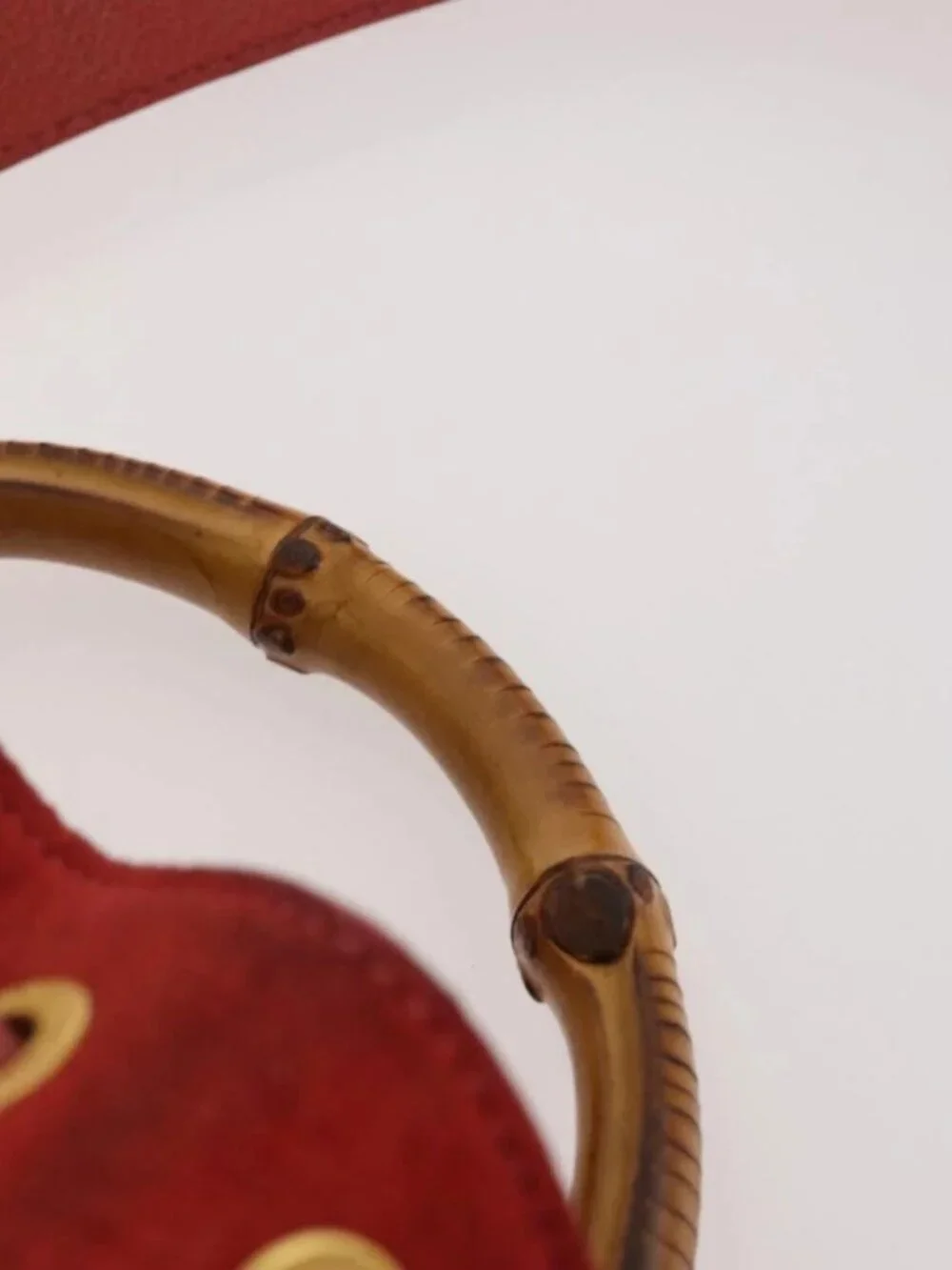 GUCCI Bamboo Shoulder Bag Suede 2way Red Gold 001 2865 1657 Auth INZ038